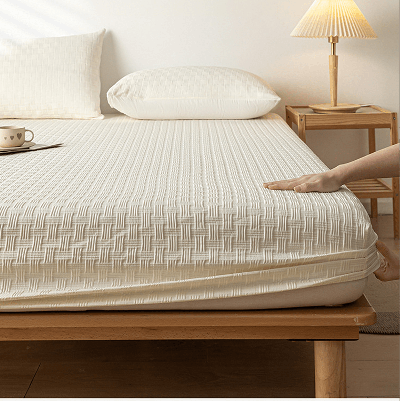Drap-housse uni et doux en coton lavé