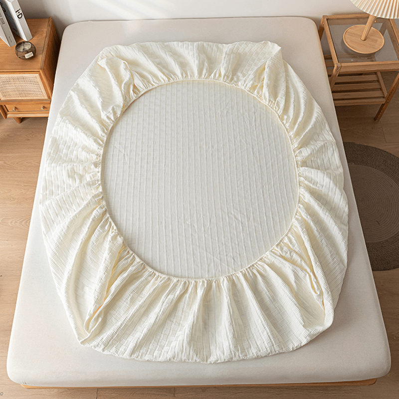 Drap-housse uni et doux en coton lavé