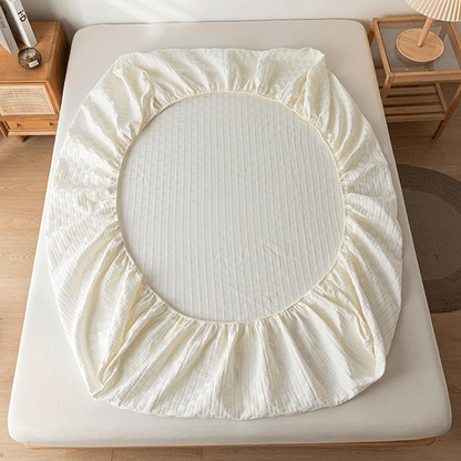 Drap-housse uni et doux en coton lavé