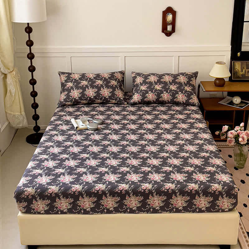 Drap-housse double épaisseur en gaze de coton à motif floral