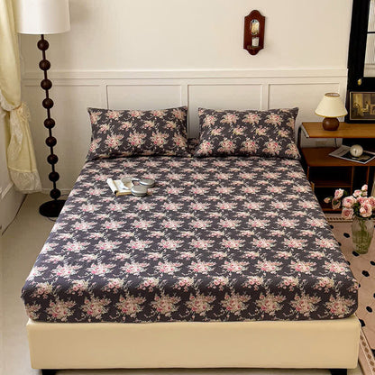 Drap-housse double épaisseur en gaze de coton à motif floral