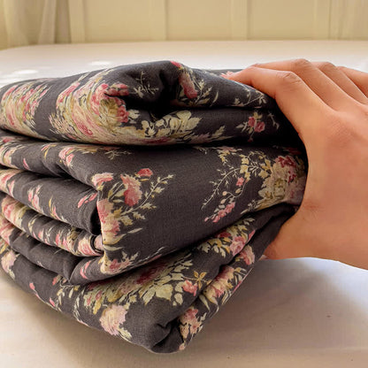 Drap-housse double épaisseur en gaze de coton à motif floral
