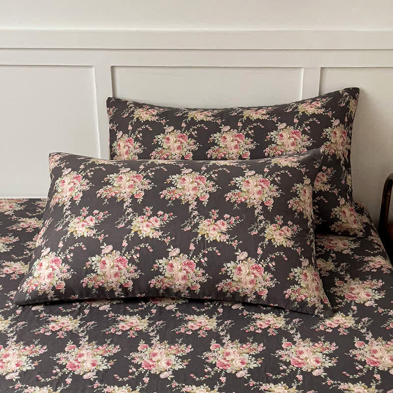 Drap-housse double épaisseur en gaze de coton à motif floral