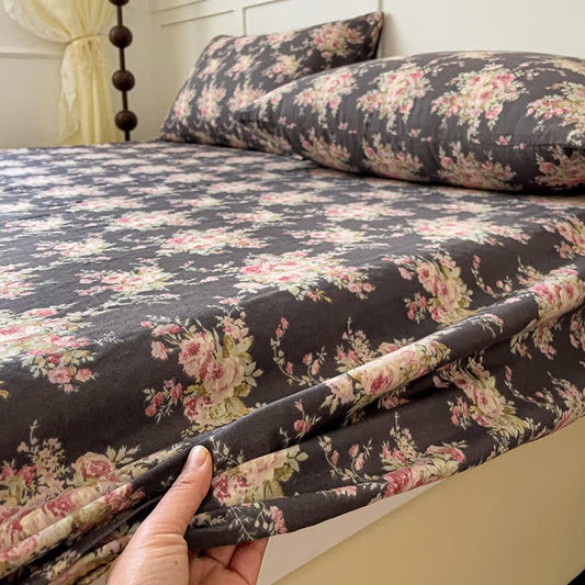 Drap-housse double épaisseur en gaze de coton à motif floral