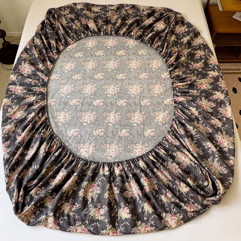 Drap-housse double épaisseur en gaze de coton à motif floral