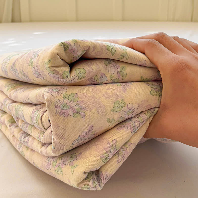 Drap-housse antidérapant en gaze de coton à motif floral