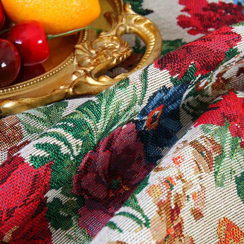 Nappe anti-poussière à volants style jacquard rétro