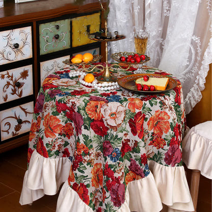 Nappe anti-poussière à volants style jacquard rétro