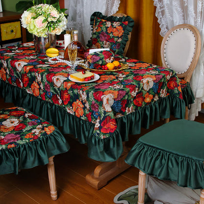 Nappe anti-poussière à volants style jacquard rétro