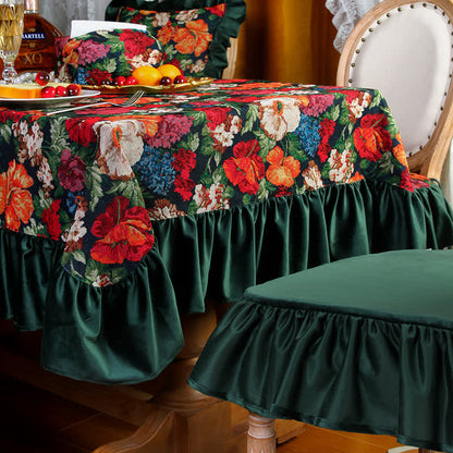 Nappe anti-poussière à volants style jacquard rétro