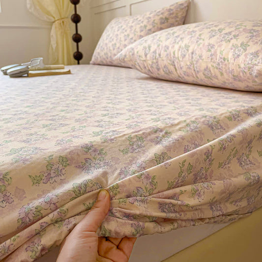 Drap-housse antidérapant en gaze de coton à motif floral