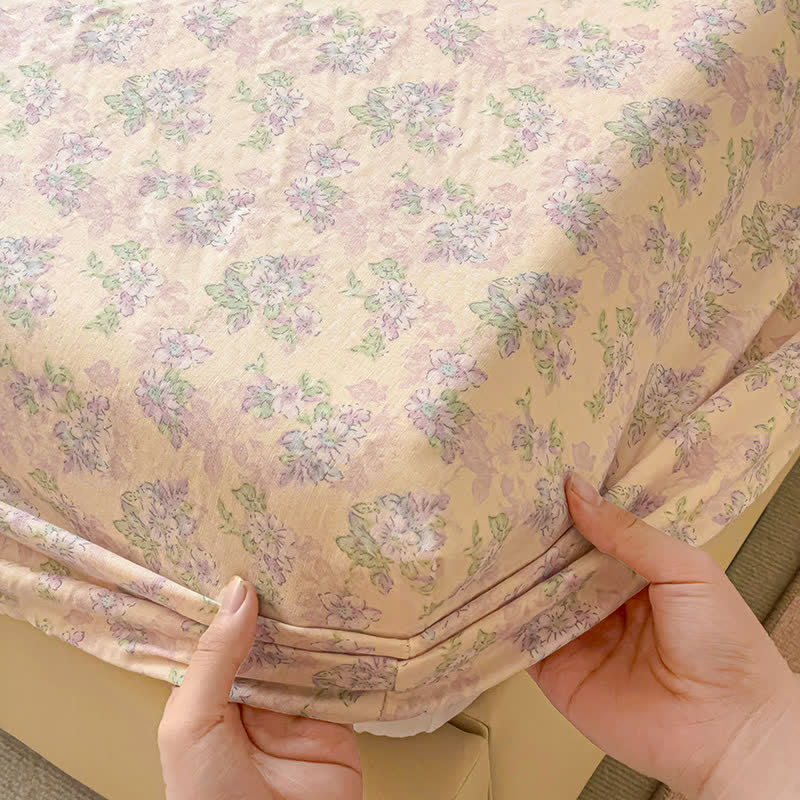 Drap-housse antidérapant en gaze de coton à motif floral