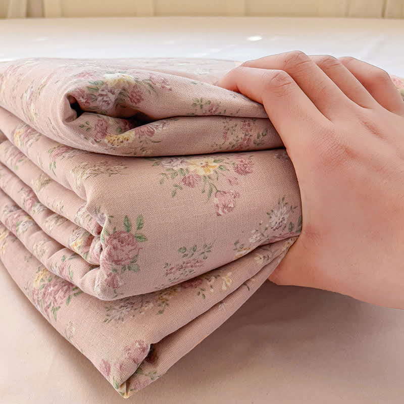 Drap-housse antidérapant en gaze de coton à motif floral