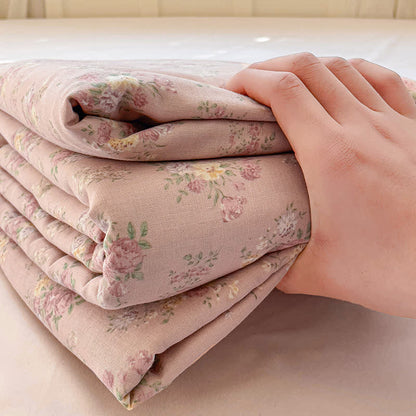 Drap-housse antidérapant en gaze de coton à motif floral