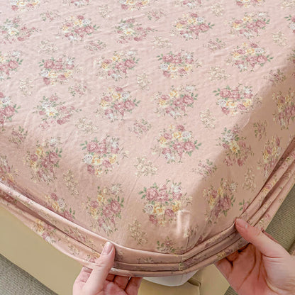 Drap-housse antidérapant en gaze de coton à motif floral