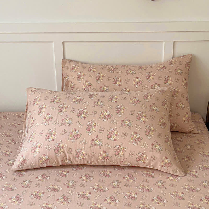 Drap-housse antidérapant en gaze de coton à motif floral
