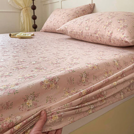 Drap-housse antidérapant en gaze de coton à motif floral