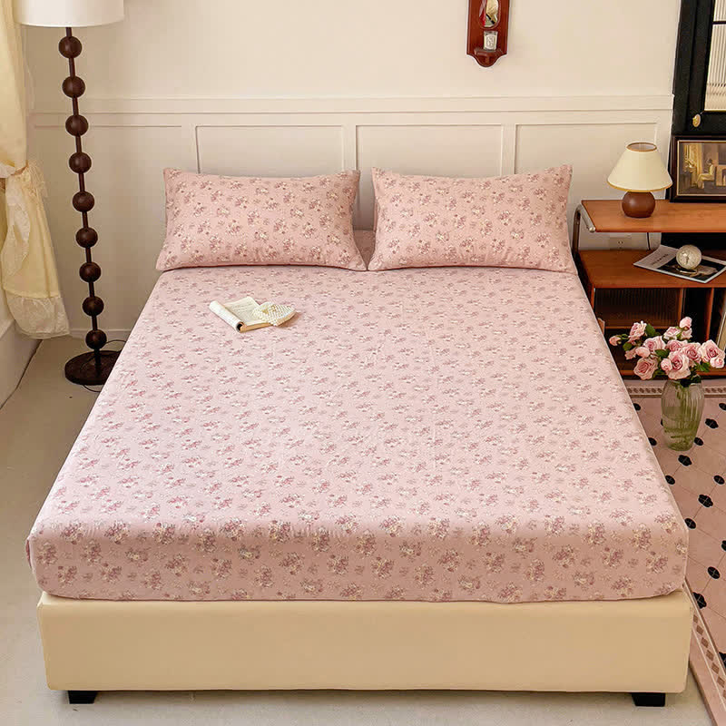 Drap-housse antidérapant en gaze de coton à motif floral