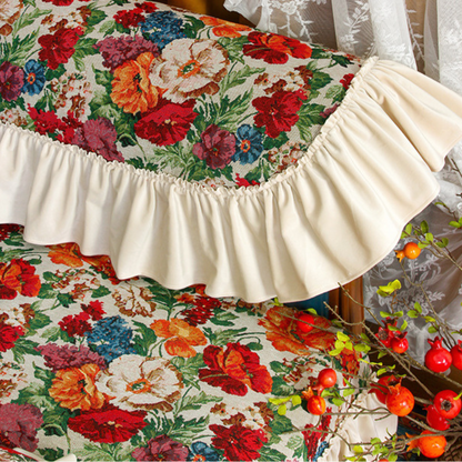 Housse de canapé antidérapante à volants de style vintage avec motif floral