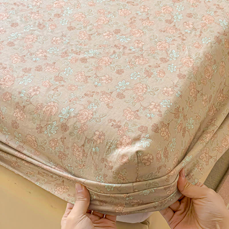 Drap-housse double épaisseur en gaze de coton à motif floral