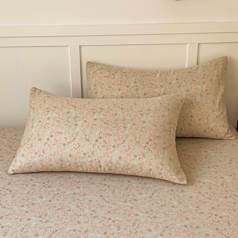 Drap-housse double épaisseur en gaze de coton à motif floral