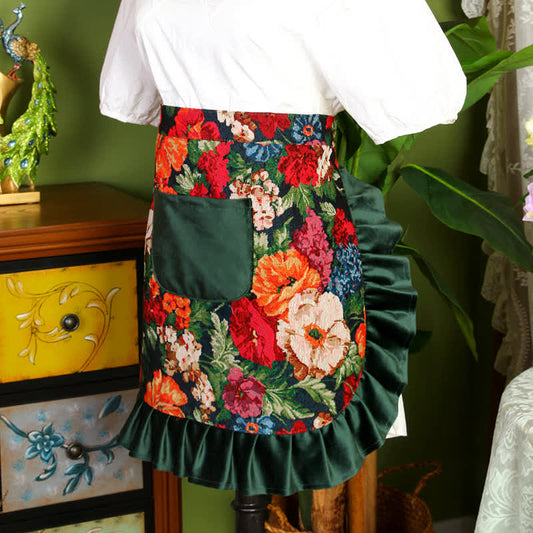 Ensemble de tablier imperméable à motif floral rétro