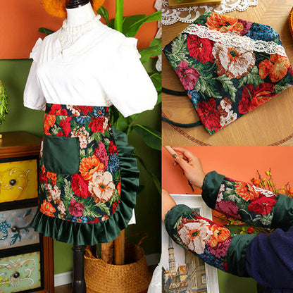 Ensemble de tablier imperméable à motif floral rétro