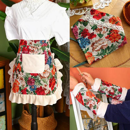 Ensemble de tablier imperméable à motif floral rétro