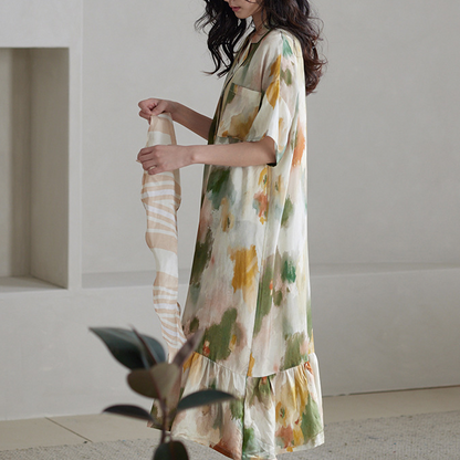 Chemise de nuit douce et décontractée en satin batik