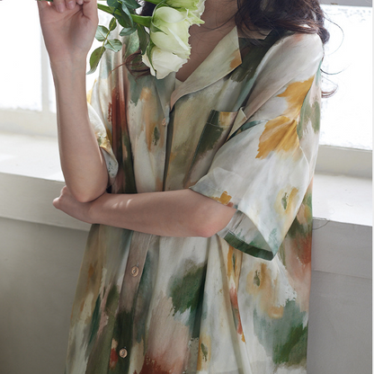 Chemise de nuit douce et décontractée en satin batik