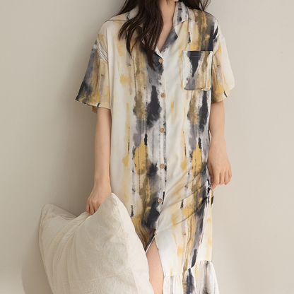 Chemise de nuit longue en satin, douce, respirante et décontractée