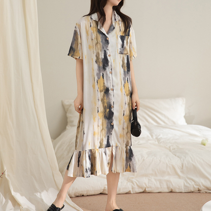Chemise de nuit longue en satin, douce, respirante et décontractée