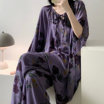 Ensemble de nuit grande taille à imprimé rose vintage