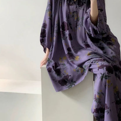 Ensemble de nuit vintage oversize à motif rose - image 5