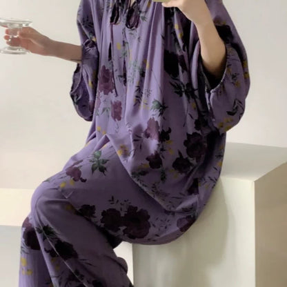 Ensemble de nuit grande taille à imprimé rose vintage