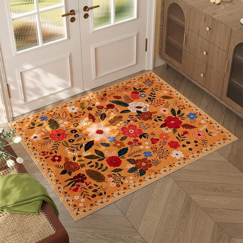 Tapis de sol anti-salissures et absorbant au style floral pastoral