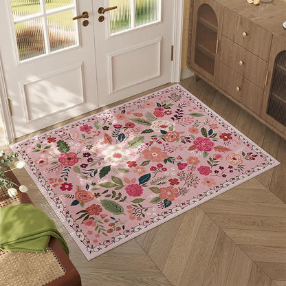 Tapis de sol anti-salissures et absorbant au style floral pastoral