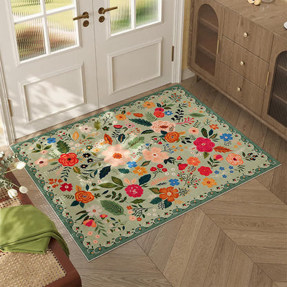 Tapis de sol anti-salissures et absorbant au style floral pastoral