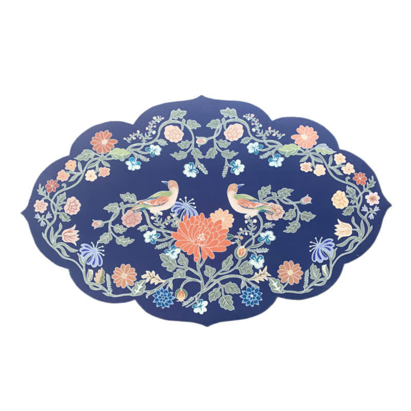 Tapis de bain antidérapant en boue de diatomées de style floral pastoral