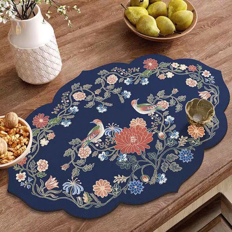 Tapis de bain antidérapant en boue de diatomées de style floral pastoral
