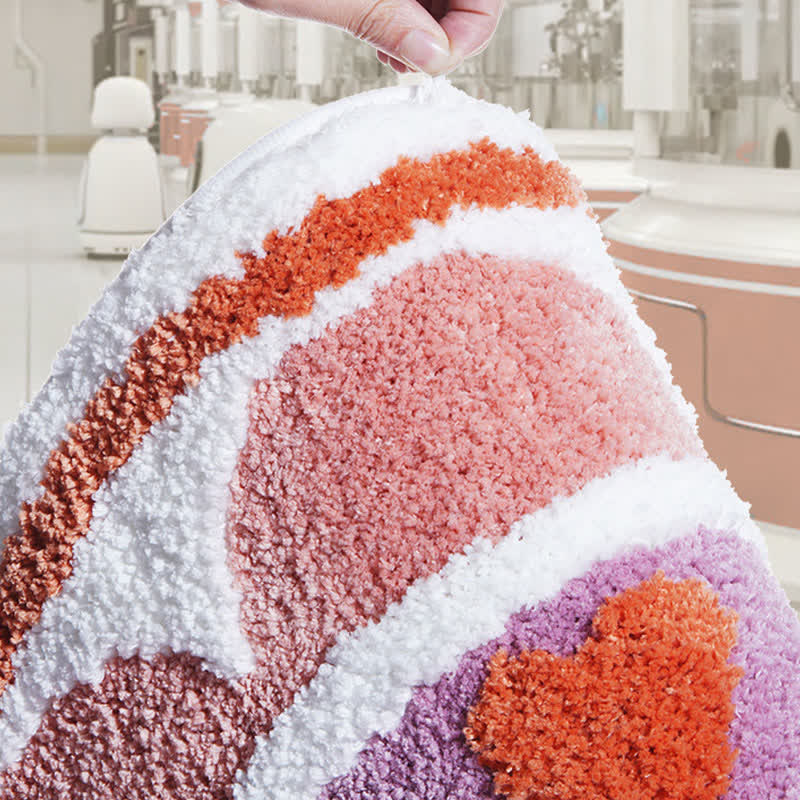 Tapis de sol antidérapant absorbant semi-circulaire à motif floral