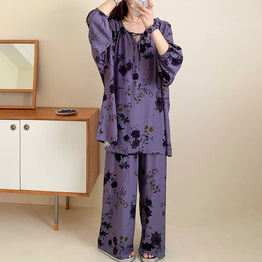 Ensemble de nuit grande taille à imprimé rose vintage