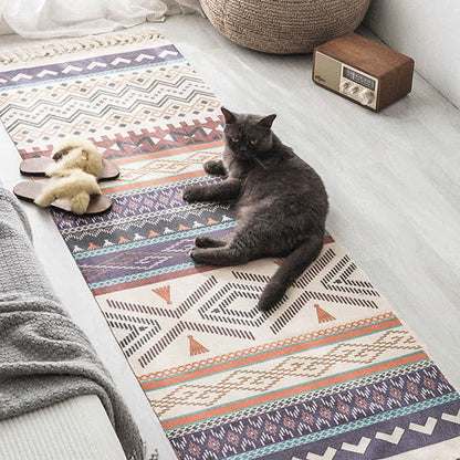Tapis de sol en coton et lin à motif géométrique ethnique