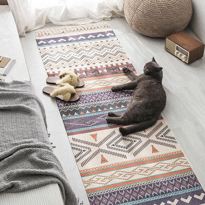 Tapis de sol en coton et lin à motif géométrique ethnique