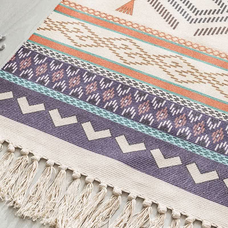 Tapis de sol en coton et lin à motif géométrique ethnique