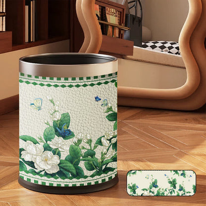 Poubelle double couche à motif floral vintage