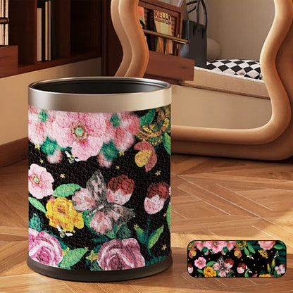 Poubelle double couche à motif floral vintage