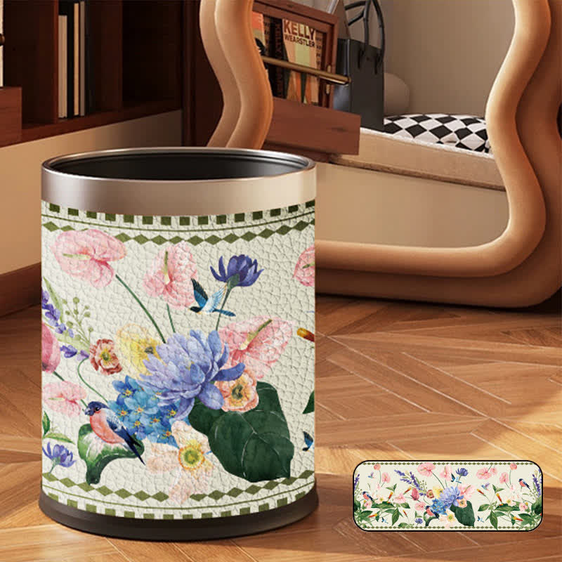 Poubelle double couche à motif floral vintage