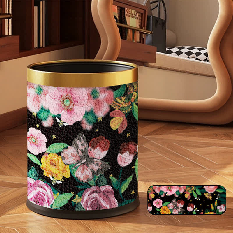 Poubelle double couche à motif floral vintage