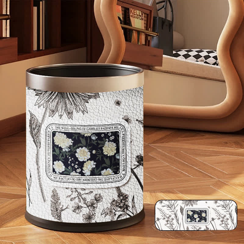Poubelle double couche à motif floral vintage